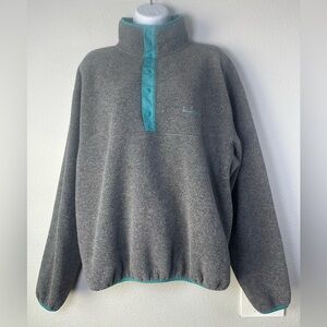 LL Bean Unisex Adult Fleece Gray/Teal Pullover Size WL/MM